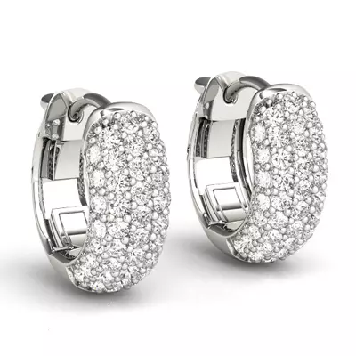 Five Row Lab Diamond Pavé Huggie Earrings